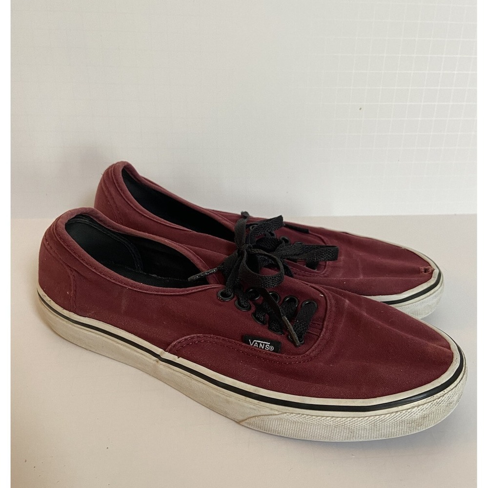 VANS Off The Wall 751505 Classic Black Canvas Skate Shoes mens Sz 7 burgundy red